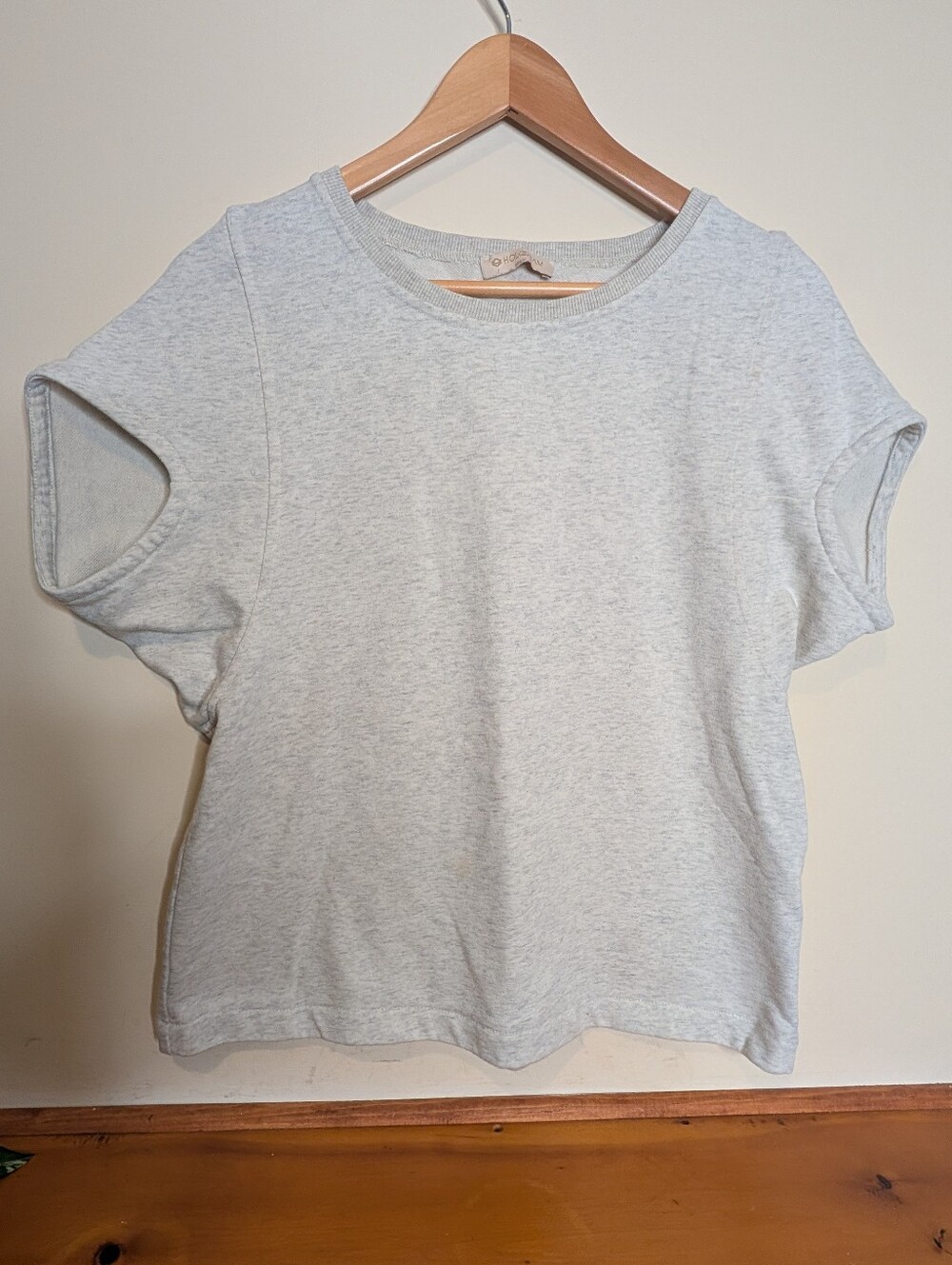 Hologram Heather Grey Boxy Crop Tee Cotton Short Sleeve Size Medium